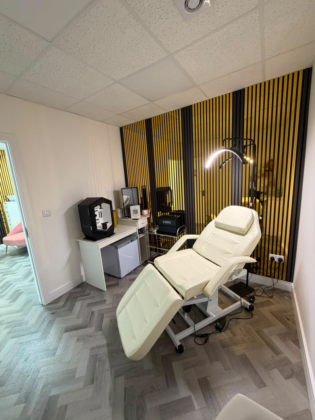 Treatment room with professional equipment and lighting